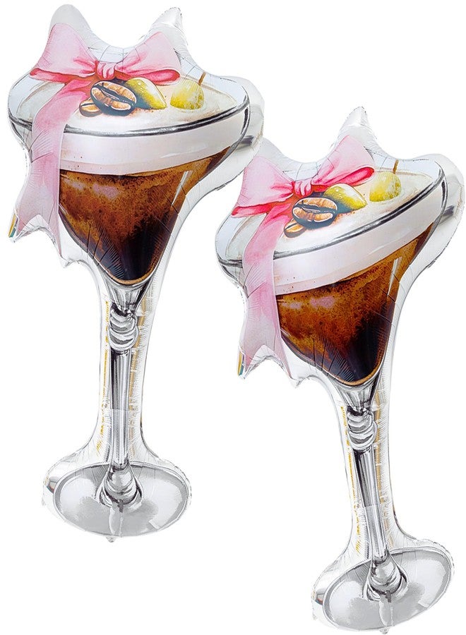 Charnoel 2 Pcs 40 x 34 Inch Giant Espresso Martini Balloon Cocktail Foil Balloons A Tiny Bit Older Party Decorations for Bachelorette, Birthday, Dirty Martini Party, Bikinis Bridal Shower Wedding - Image 1